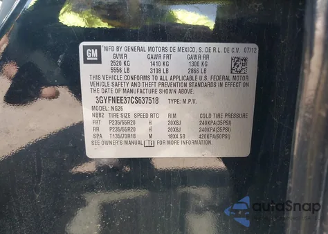 2012 Cadillac Srx Performance Collection z USA, uszkodzony, nr VIN 3GYFNEE37CS637518